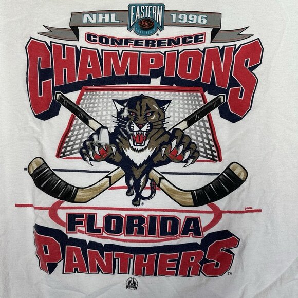 Vtg Florida Panthers Starter T Shirt Sz Large NHL Hockey 1996 Champs READ - Picture 3 of 11